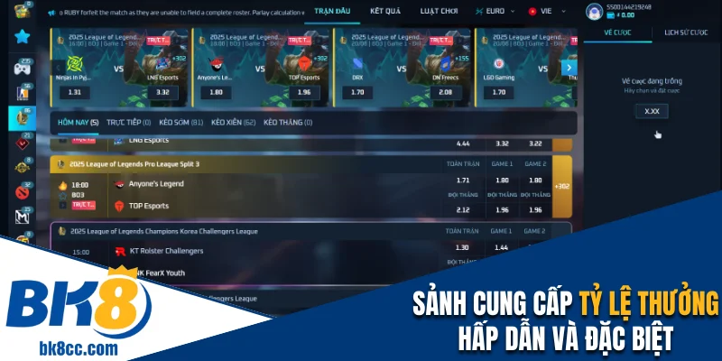 Sảnh cung cấp tỷ lệ thưởng khủng và đặc biệt